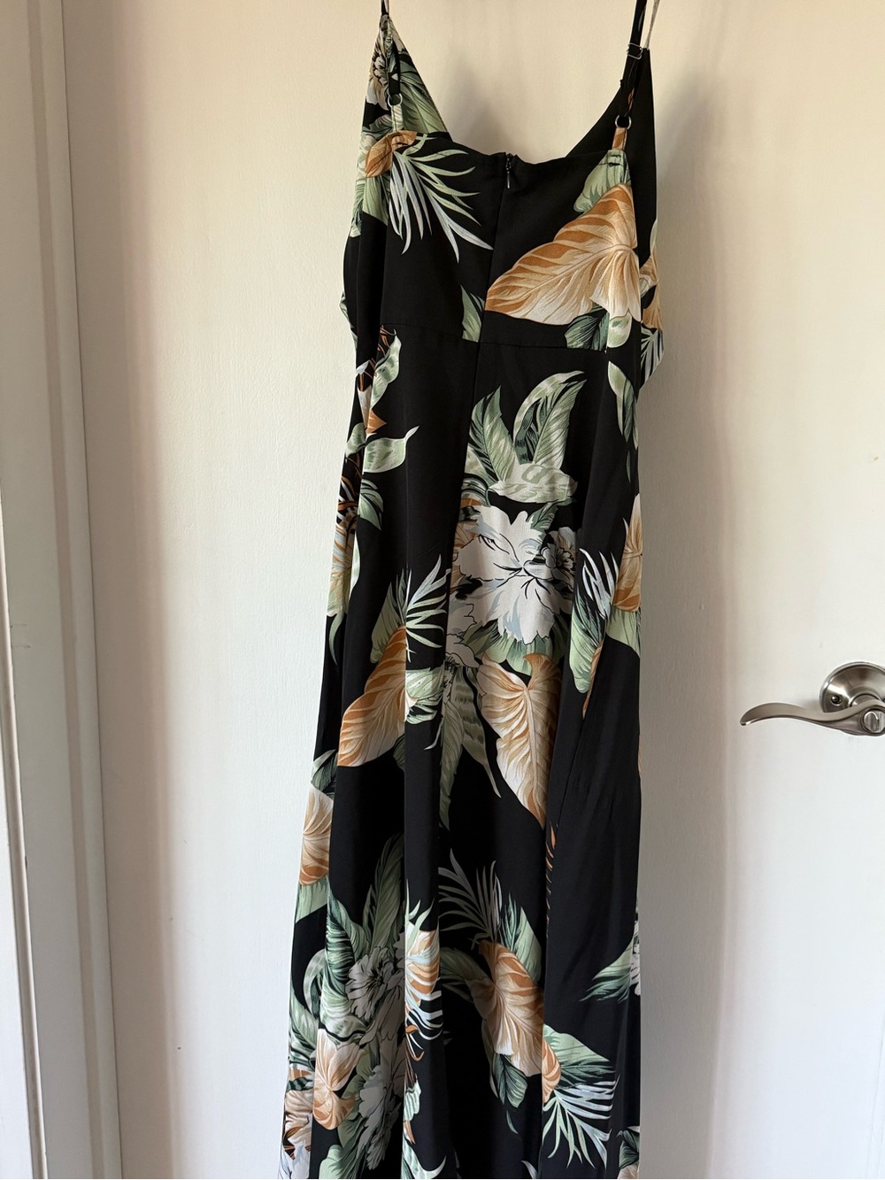 Floral Slip Maxi Dress in Black and Green